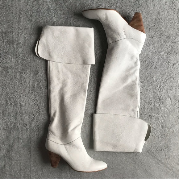 Free People Shoes - Free People Brandi OTK Slouch Leather Boots White